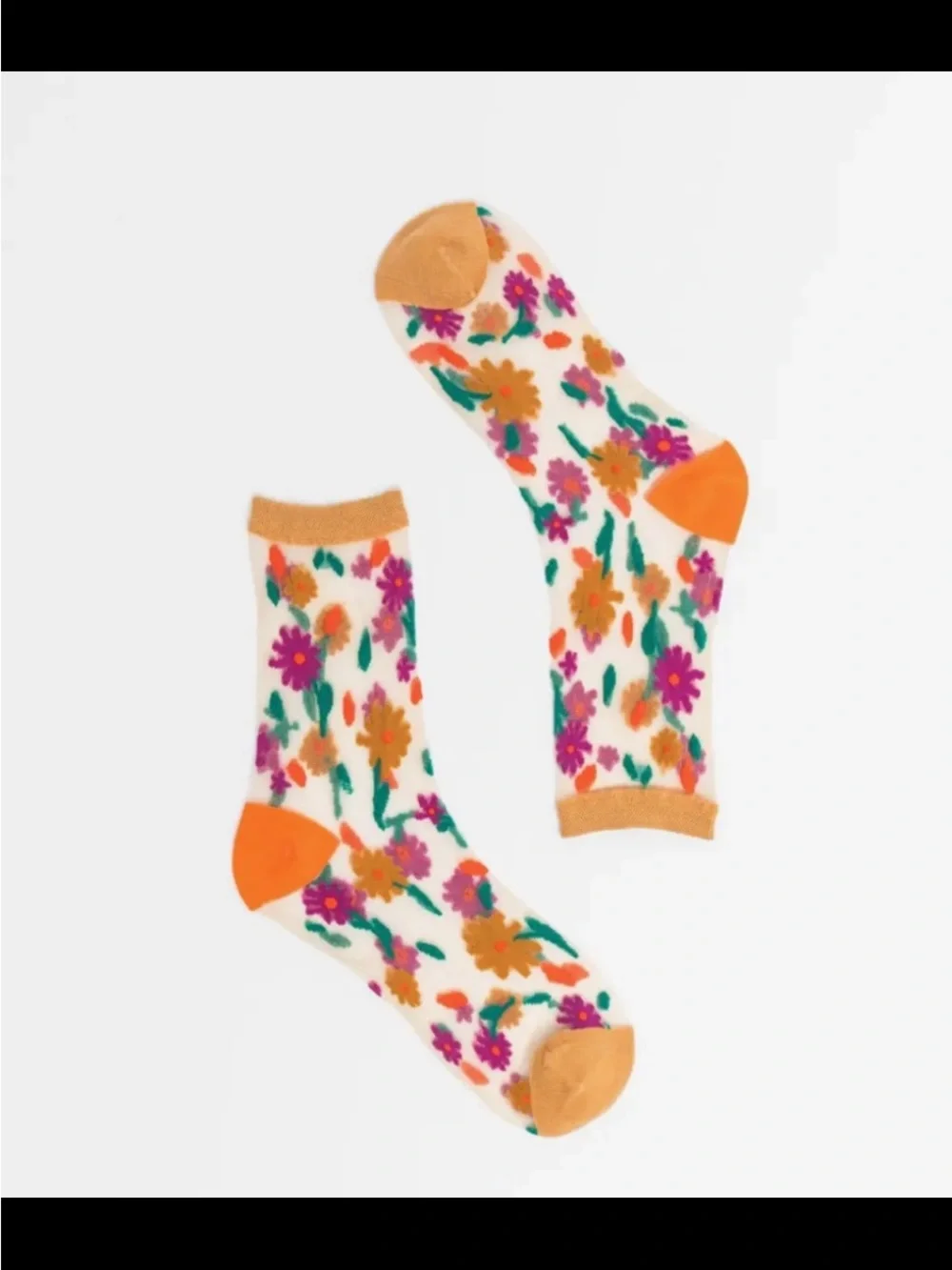 Sock Candy Ditsy Floral Sheer Black Crew Ankle Sock. Price firm.